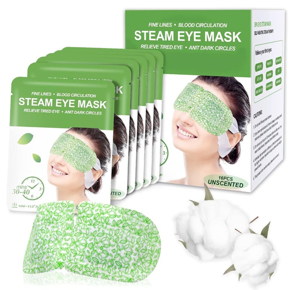16 Packs Steam Eye Masks for Dry Eyes, Self Heating Warm Compress for Eyes Fatig